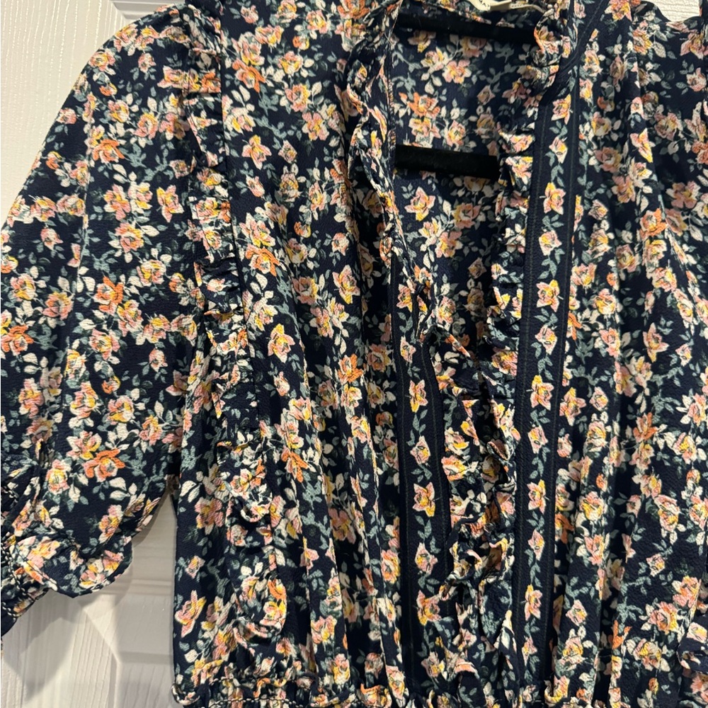 Max Studio Navy Floral Long Sleeve Dress - Picture 2 of 3